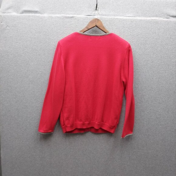 Alfred Dunner Womens Red Embroidered Cardigan Sweater With Contrast Trim Size M - Picture 3 of 5